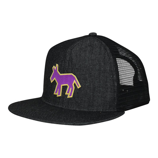 Street Art Donkey Patch - Purple Gold - Denim Hat Tshirt - Donkey Tees