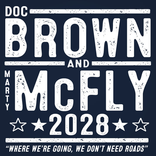 Doc Brown Marty McFly 2028 Election - Donkey Tees T-shirt