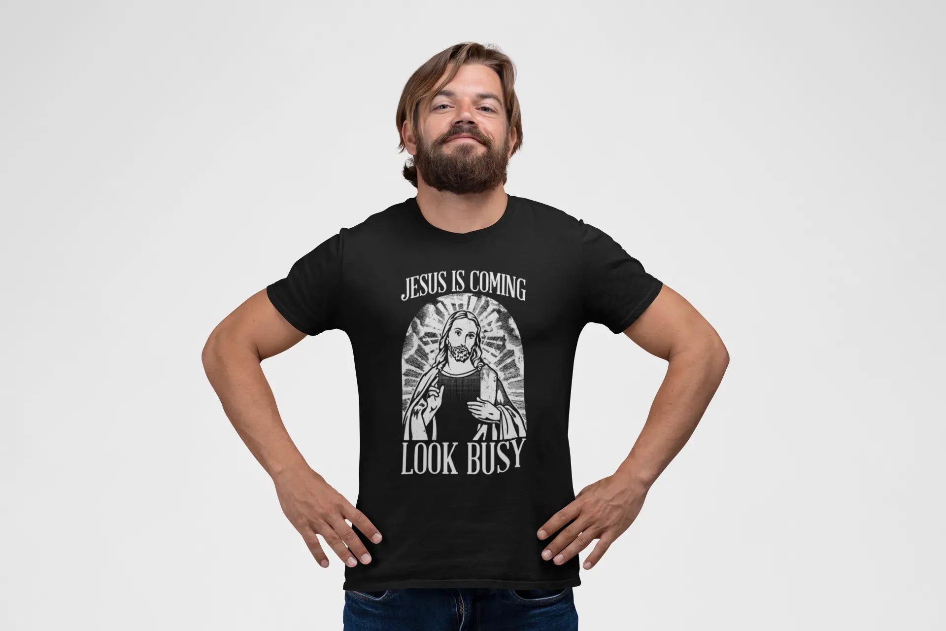 Jesus Is Coming Look Busy - Donkey Tees T-shirt