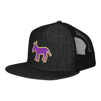 Street Art Donkey Patch - Purple Gold - Denim Hat - Donkey Tees T-shirt