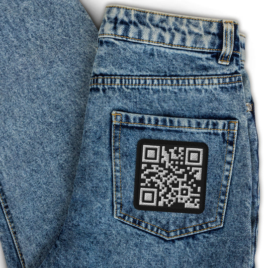 Rick Roll QR Code - Embroidered patch Tshirt - Donkey Tees